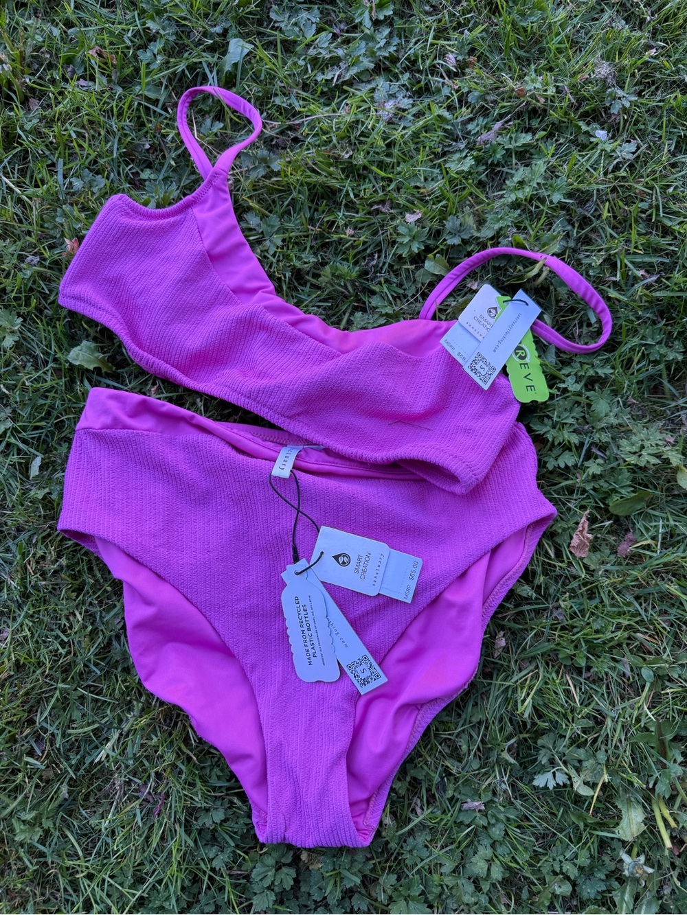 Anthropologie Sanctuary Pink Textured Two-Piece Bikini NWT L top M bottom